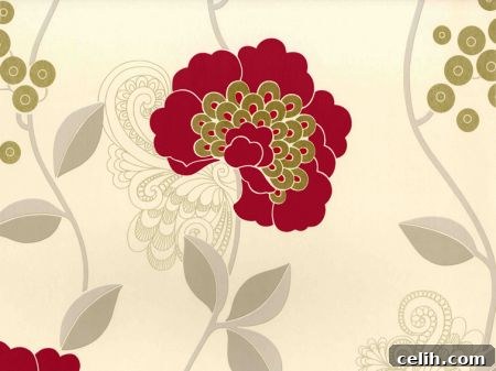 Villa Nova Florence raspberry wallpaper
