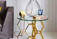 Geometric Hex Glass Accent Table