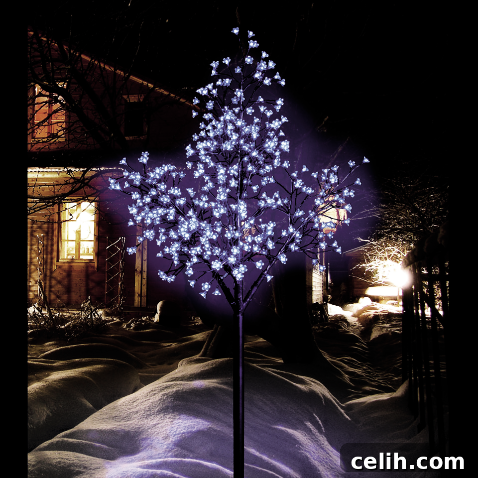 Chic Outdoor Twig Christmas Trees 5 Lovely ice blue effect outdoor cherry blossom Christmas tree