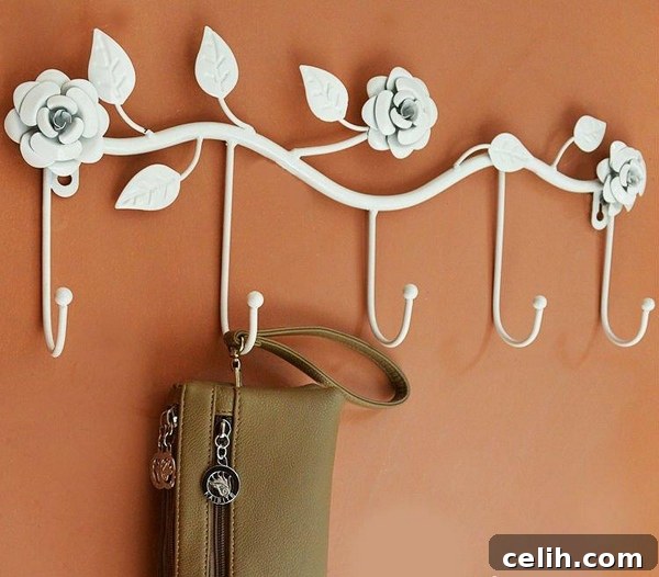 Bedroom with a decorative wall hanger and clothes rack