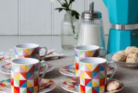 Modern Geometric Espresso Cup and Saucer Set