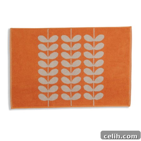 Orla Kiely Stem Design Bath Mat Mandarin Orange Orla Kiely Stem Design Bath Mat in vibrant Mandarin Orange