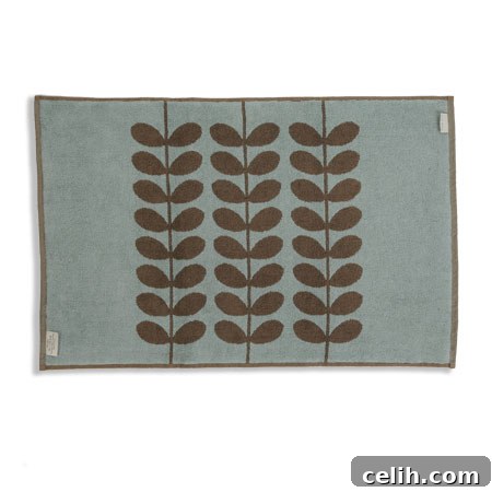 Orla Kiely Stem Design Bath Mat in sophisticated Mushroom Brown