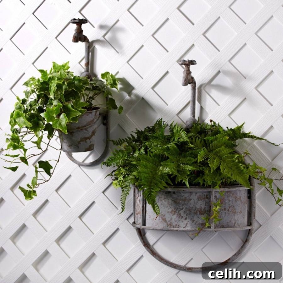 Love these unusual garden tap design planters - full of quirky style!