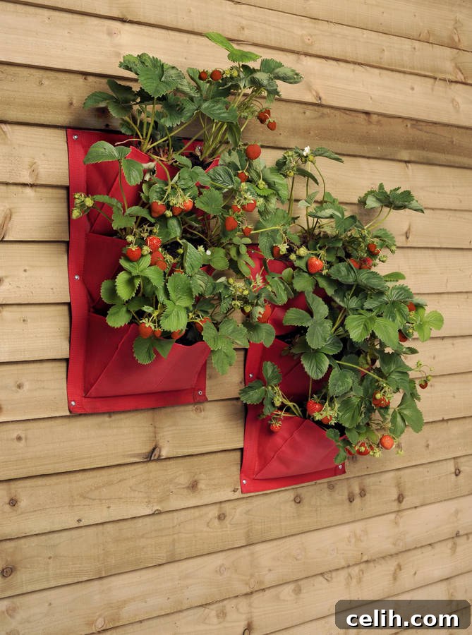 Great idea for growing salad, fruit, veg or herbs in a small space - vertical wall hanging garden planters.