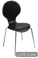 Dwell curved wood black dining chair