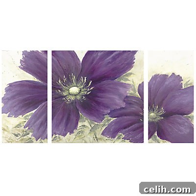 John Lewis Violet Spellbound Triptych Wall Art by Angie Thomas
