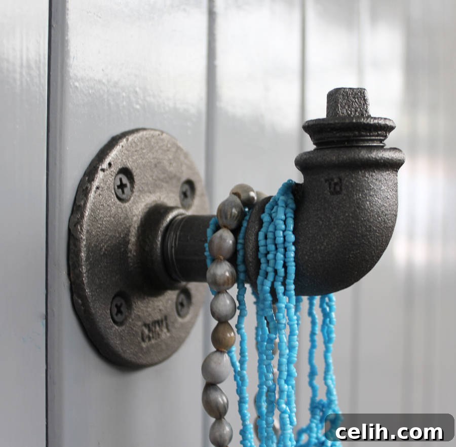 Unusual handmade industrial style coat hook or jewellery hanger