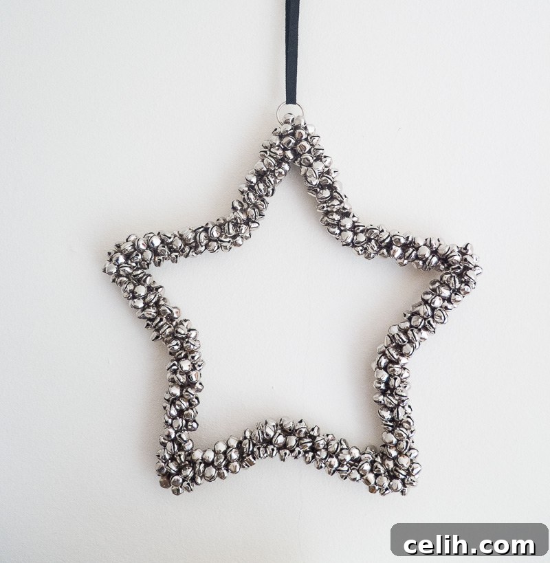 Super affordable, but highly effective, jingle bell star decoration for Christmas