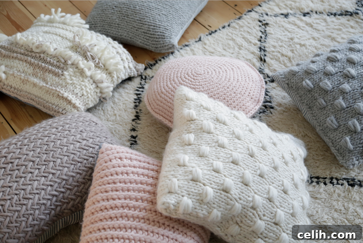 Knit your own stylish cushion with a Wool and The Gang knit kit