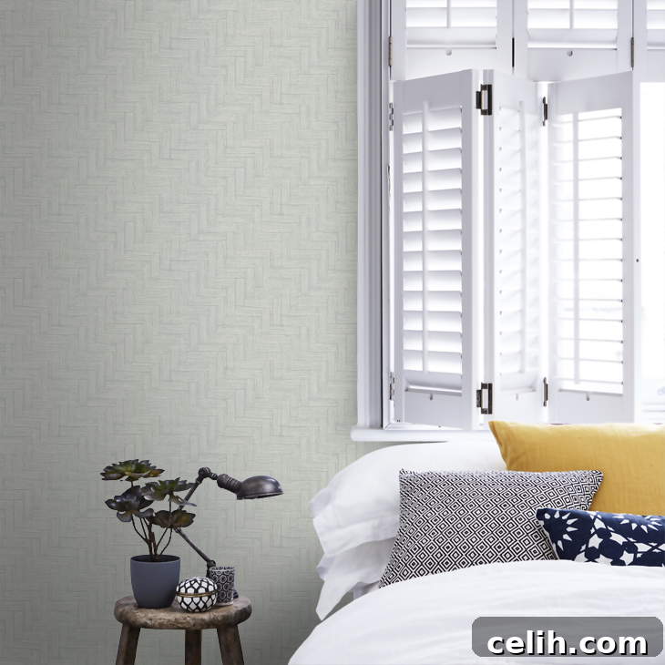 Love the refined wood panelling effect on this vinyl wallcovering, offering a touch of natural texture and warmth.