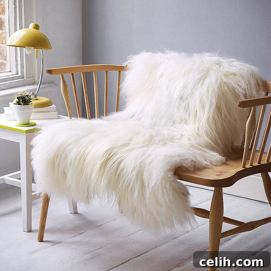 Accessorize your chairs with a gorgeous Icelandic sheepskin rug. So cosy and hygge!