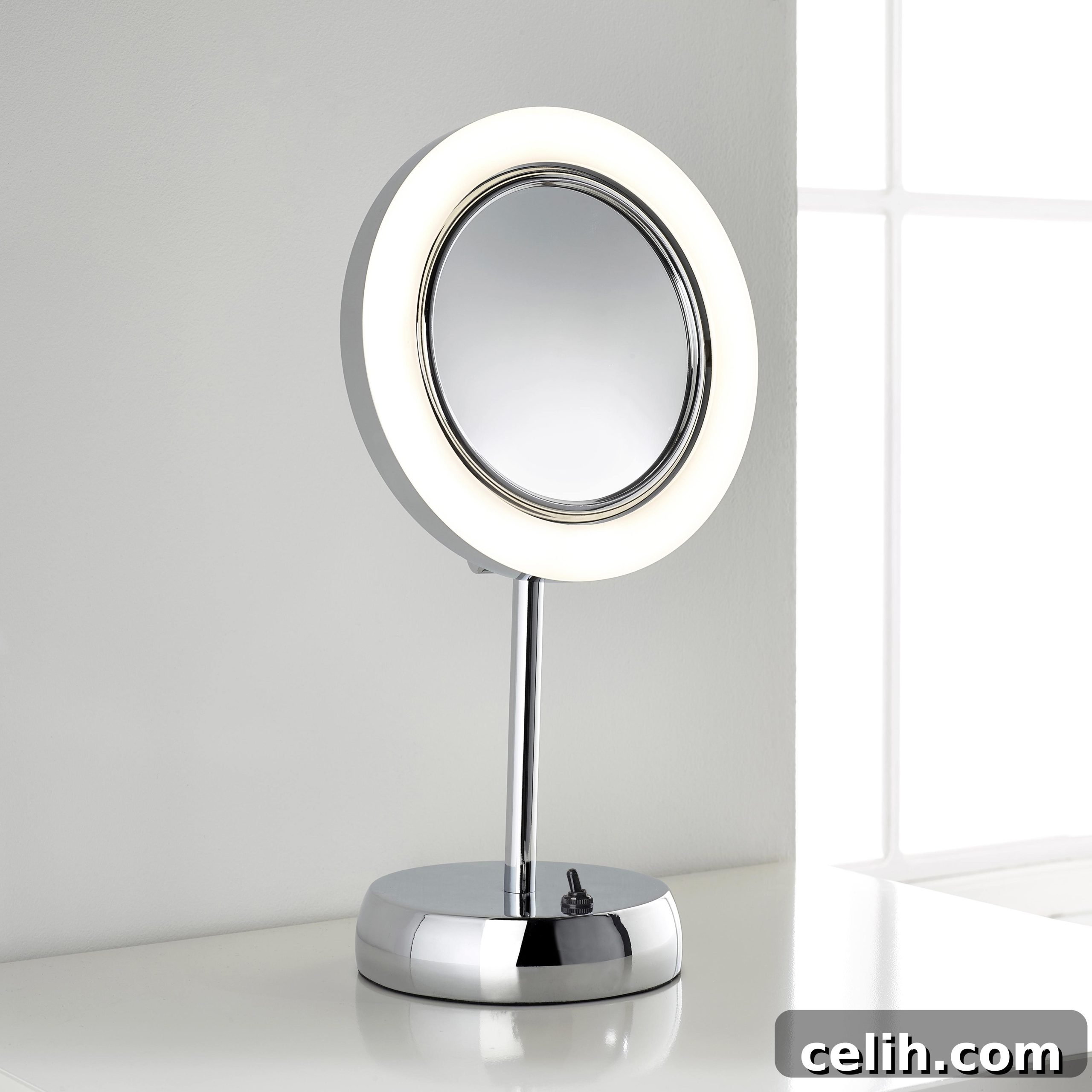 Pebble Grey Hotel Inspired LED Magnifying Mirror 2 Luxurious multi-purpose LED magnifying mirror for elegant dressing tables or modern bathrooms