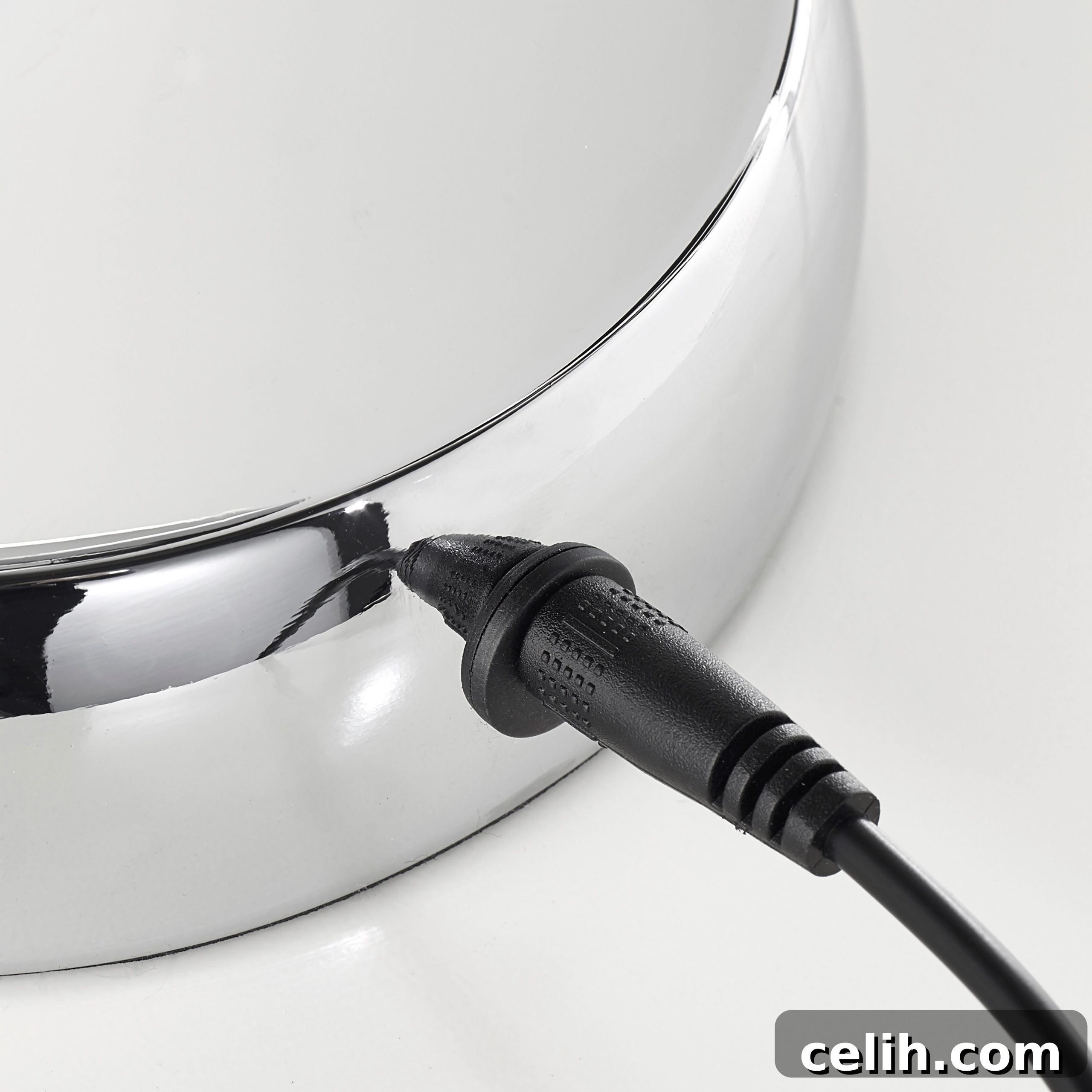 Pebble Grey Hotel Inspired LED Magnifying Mirror 4 Discreet cable management on the elegant Sara LED magnifying mirror base