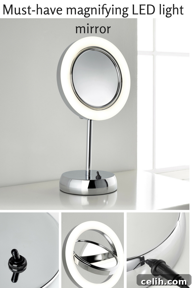 Pebble Grey Hotel Inspired LED Magnifying Mirror 6 This elegant LED magnifying mirror will revolutionize your morning routine with its superior lighting and magnification capabilities!