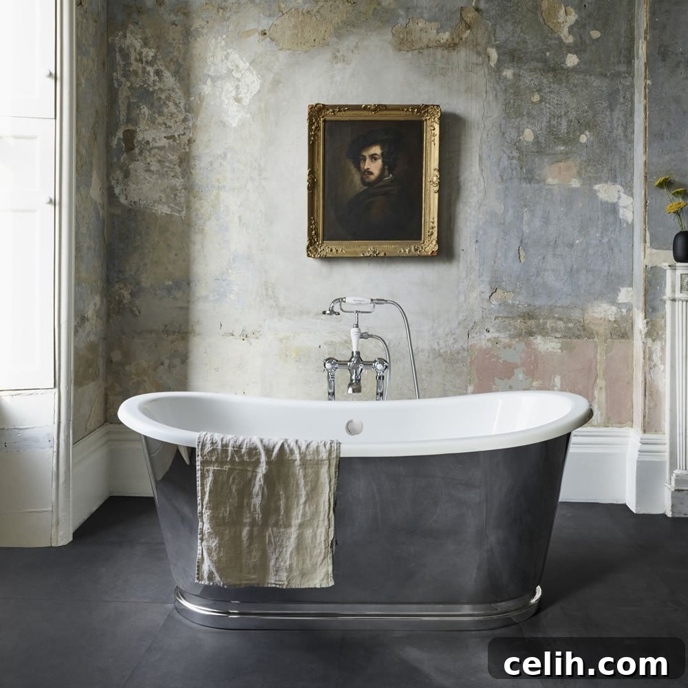 This stunning Clearwater Balthazar stainless steel freestanding bath, with its polished surround and glossy interior, is a winner for modern bathrooms, perfect for a long, luxurious soak.