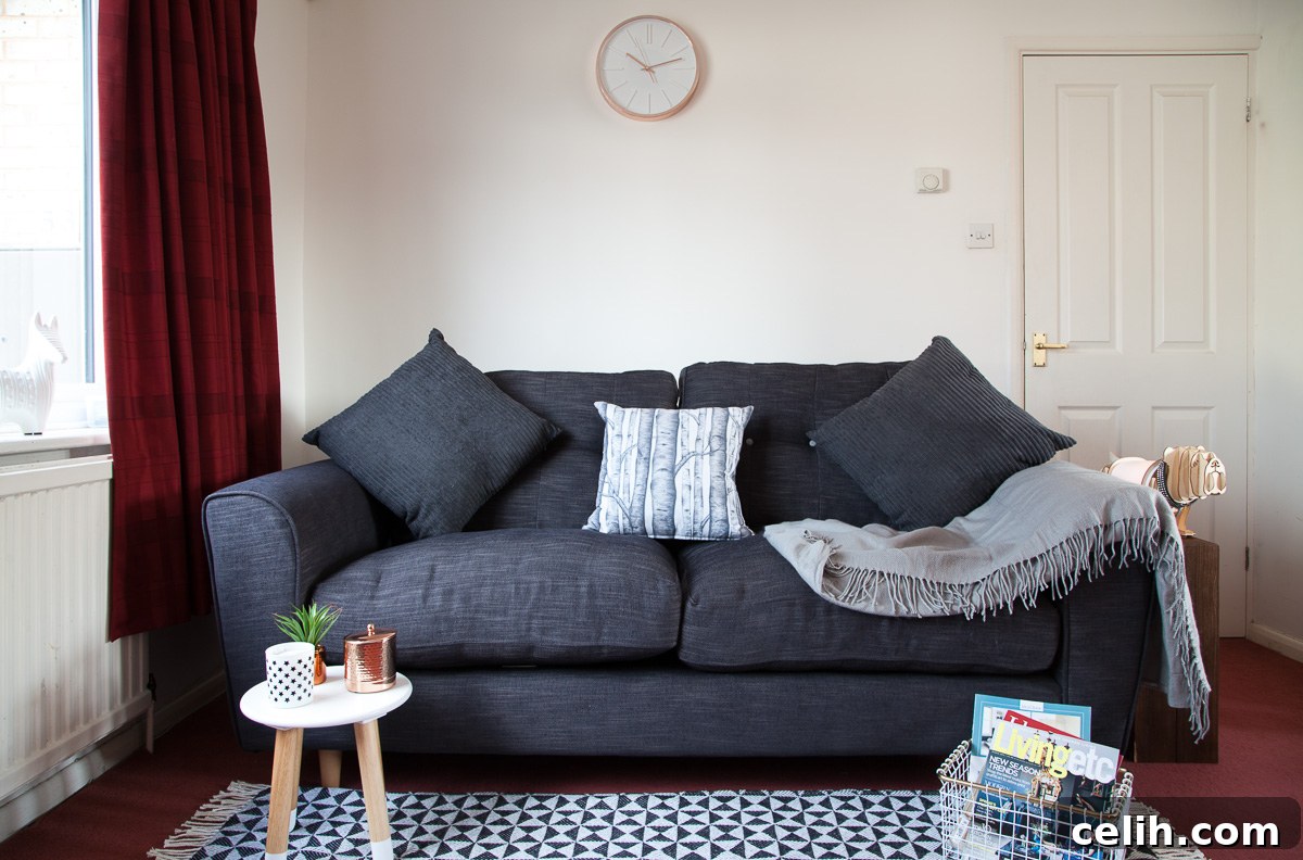 Dfs Arden sofa expertly styled by Fresh Design Blog for a modern family home