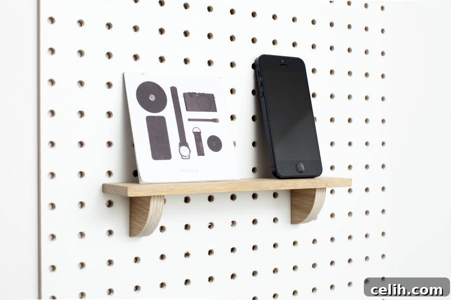 Quirky pegboard shelf that turns your board into a multi-functional display unit