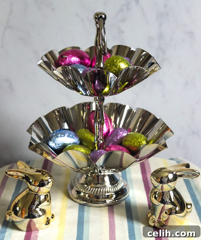 Smart Easter Decorating with Homesense Savings 4 This silver tone two tier cake stand offers a great way to display Easter eggs