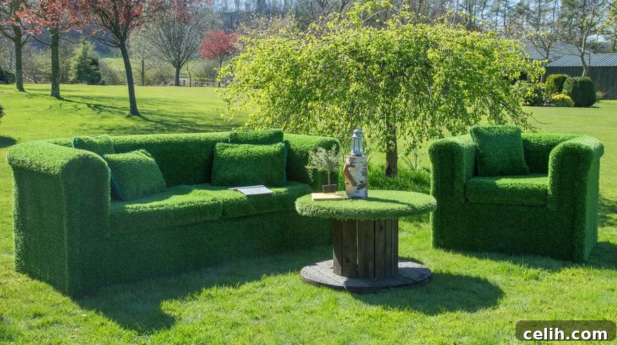 Funky furniture made from grass - blend into your garden environment and create a harmonious outdoor living space!