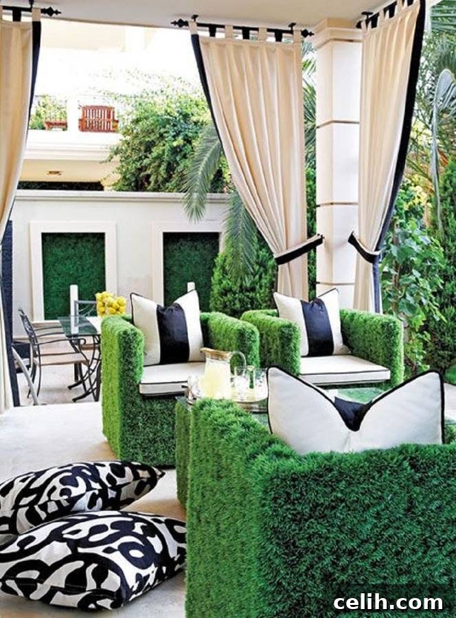 Stunning contemporary and quirky garden furniture made from artificial grass. So realistic and comfortable - it's bound to be a talking point and a focal point in any garden!