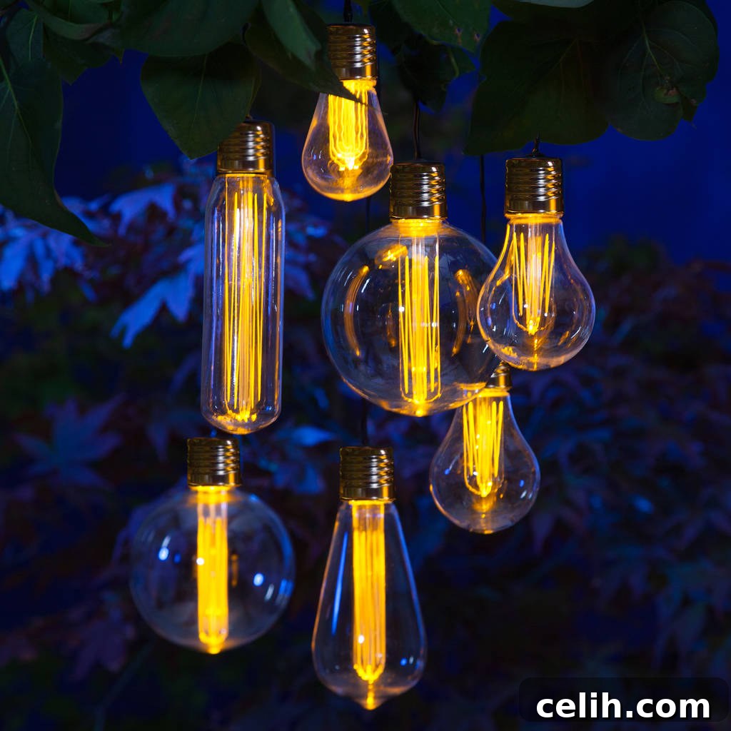 Classic Outdoor Bistro Lights 2 Quirky Edison style filament light bulb garland - it's solar powered and a great way to light up your garden