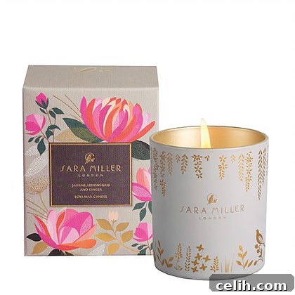 Jasmine, lemongrass and ginger designer scented candle from Sara Miller London