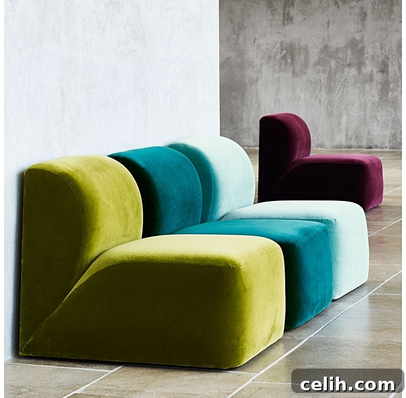 Gorgeous tactile velvet cloud chairs - on trend and luxurious