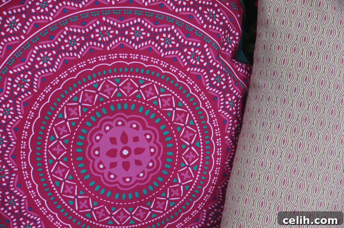Love the pattern designs on these two pink and green cushions - perfect for lounging around outside on hot summer days.