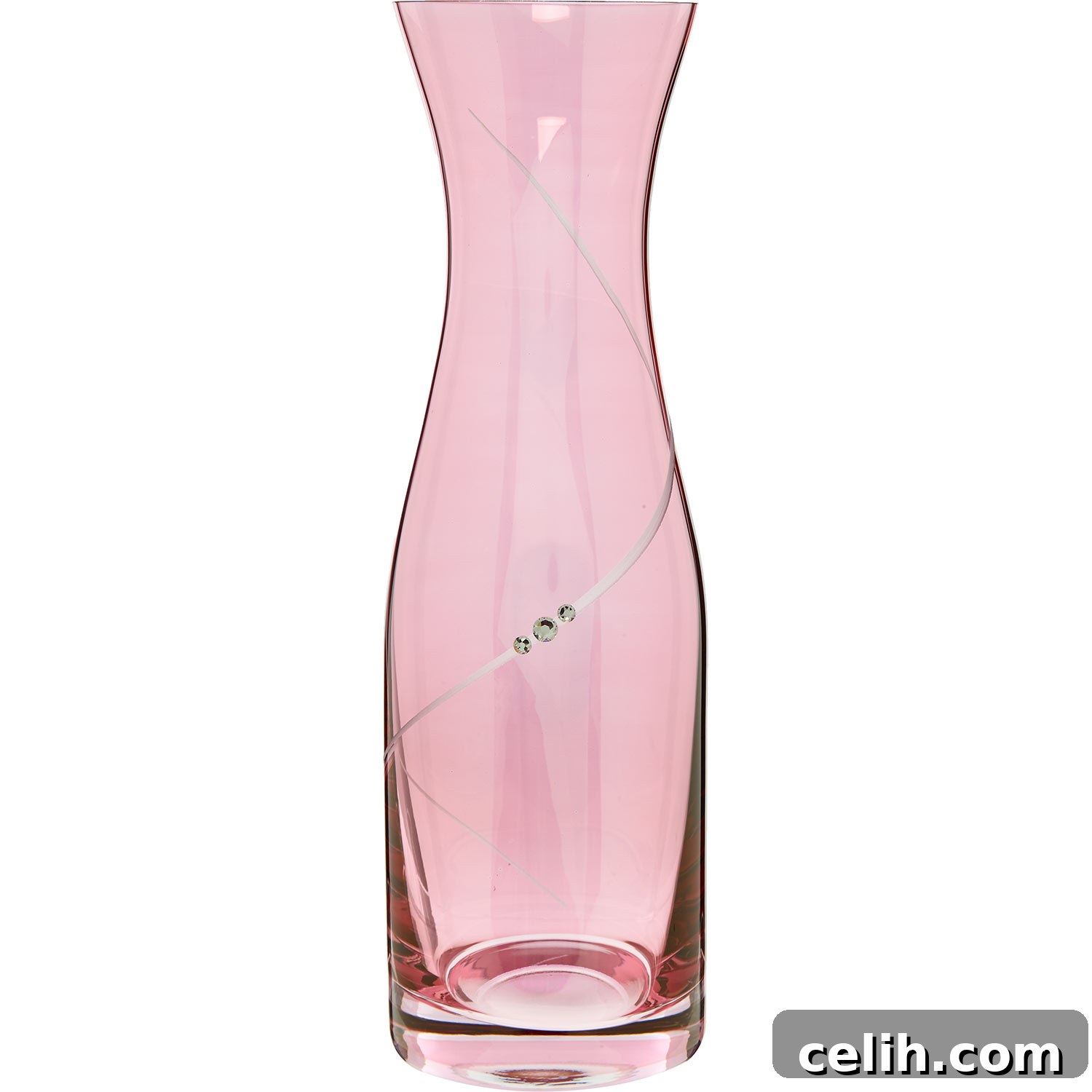 Elegant 1L Portmeirion Auris pink glass carafe - perfect for serving water or wine with refined grace.
