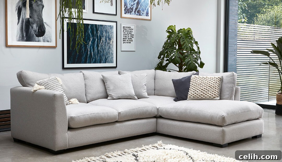 Gorgeous, super cosy, and compact Waterford corner sofa, ideal for smaller spaces without compromising comfort.