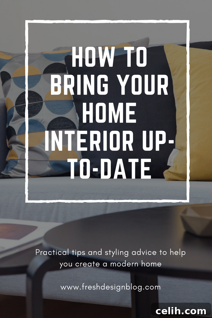 If your home interior is looking and feeling a bit dated, use these tips to help you bring it up-to-date! Modern home decor ideas.