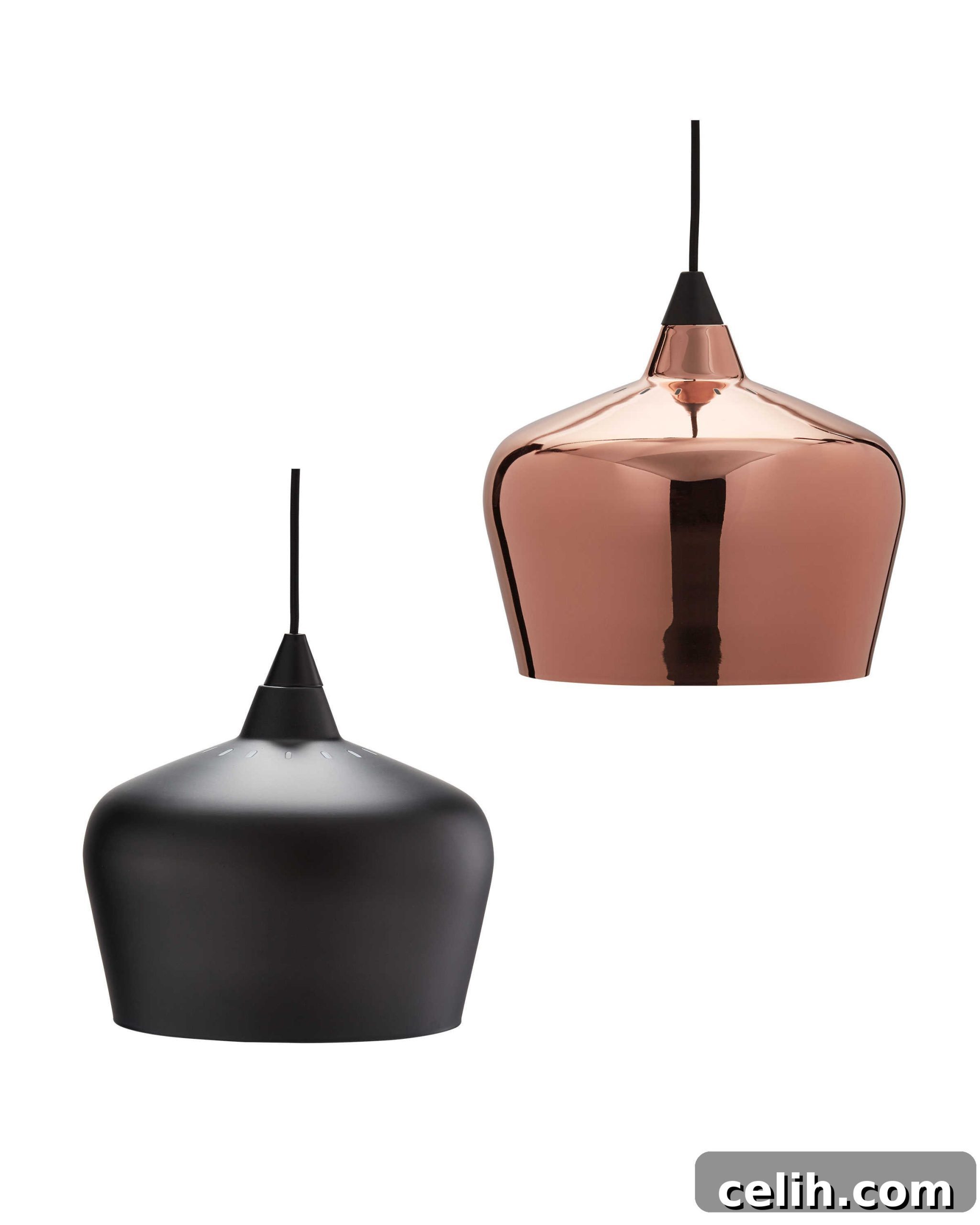 Add a touch of elegance with this round copper or black ceiling pendant light from Aldi.