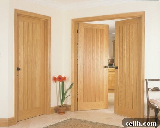 Change boring doors to solid oak to create a wow factor in your home