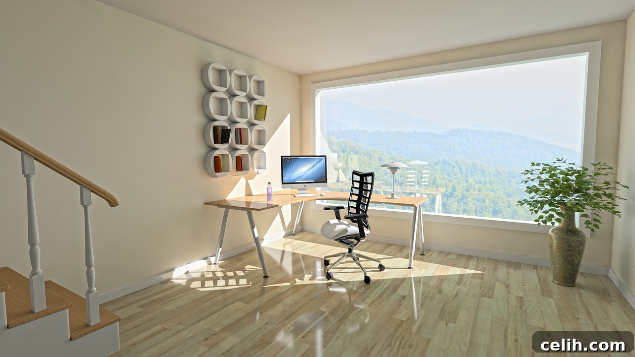 A beautifully tidy and organized living room with natural light, showcasing the benefits of a well-maintained home environment.