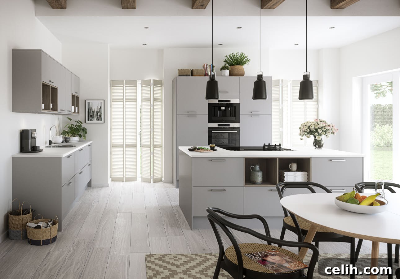 Love the fresh lines and clean look of this matt grey Luna kitchen from Magnet Kitchens