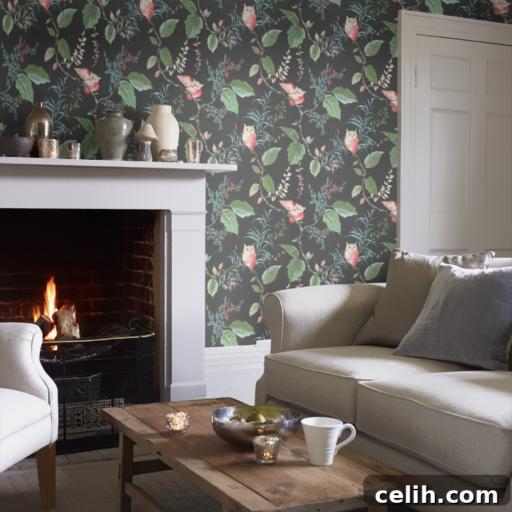 Decorate your home with cute whimsical owlish wallpaper by Kate Spade for a sophisticated touch