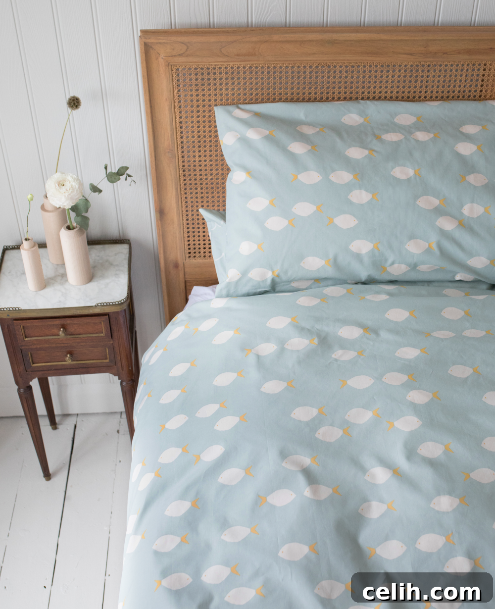 Adorable Fish Sea Life design duvet cover from Anorak, perfect for an ocean-inspired bedroom