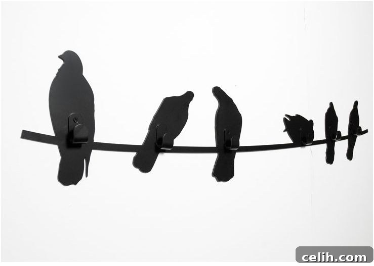 This Covo birds on a wire coat rack is both functional and artistic - great to have on your wall at home