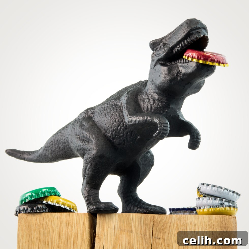 This mighty prehistoric dinosaur will open your bottles in the jaws of its mouth