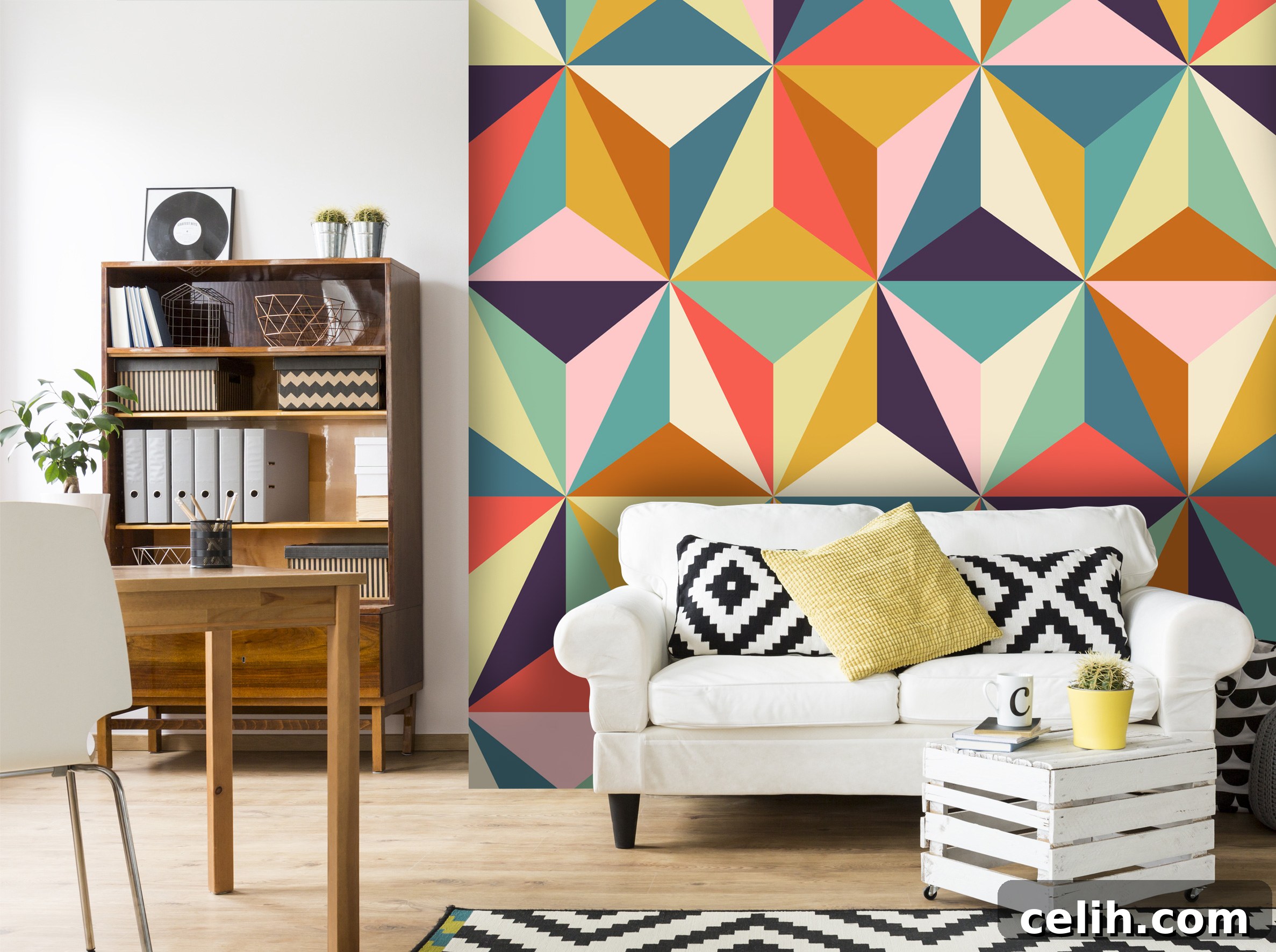 Transform Your Space with a Stunning Wallsauce Mural 9 Stunning contemporary geometric design wall mural from Wallsauce