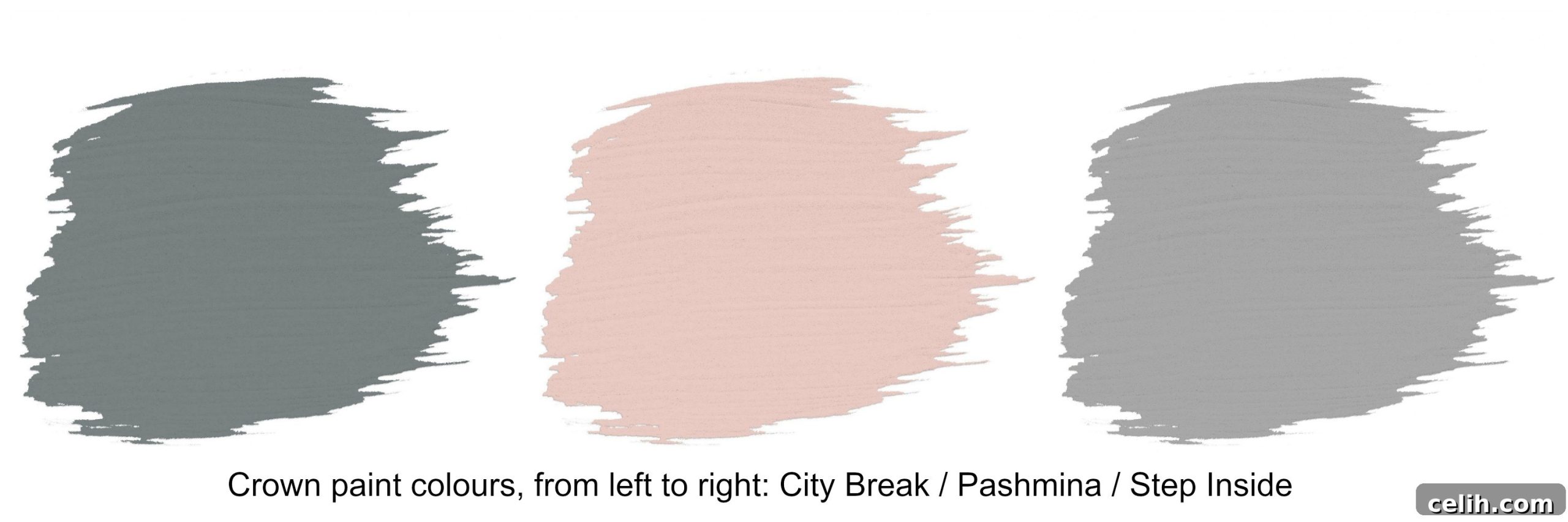 Crown Paint pink and grey colour swatches showcasing harmonious shades for home decor