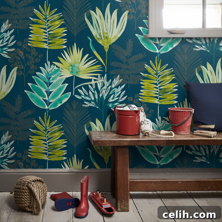 Style Your Walls for Less: Wallpaper Sale 2 Decorate your home with bold botanical print wallpaper
