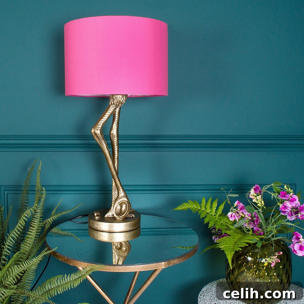 Whimsical Illumination: Playful Animal Lamps for Your Space 4 Quirky and unusual flamingo leg table lamp with a vibrant pink shade from Audenza