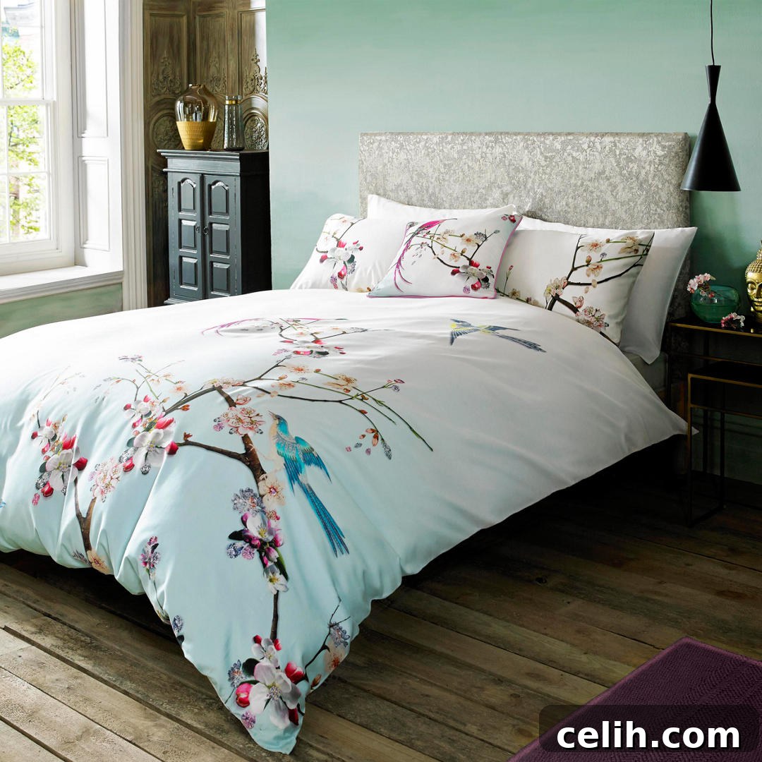 Take a night-time trip to paradise with this flight of the orient design bedding