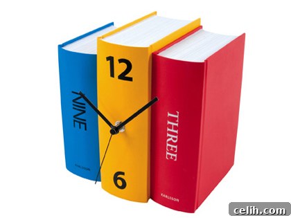 Karlsson Book Table Clock in vibrant primary colours
