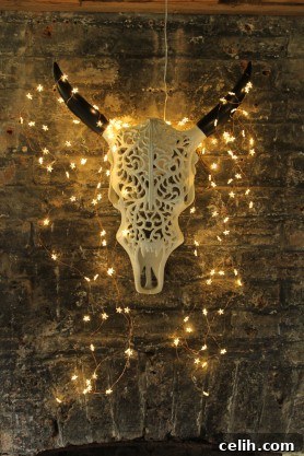 Create impact on your wall with an artificial horned bull skull - perfect to use for gothic home decor for halloween