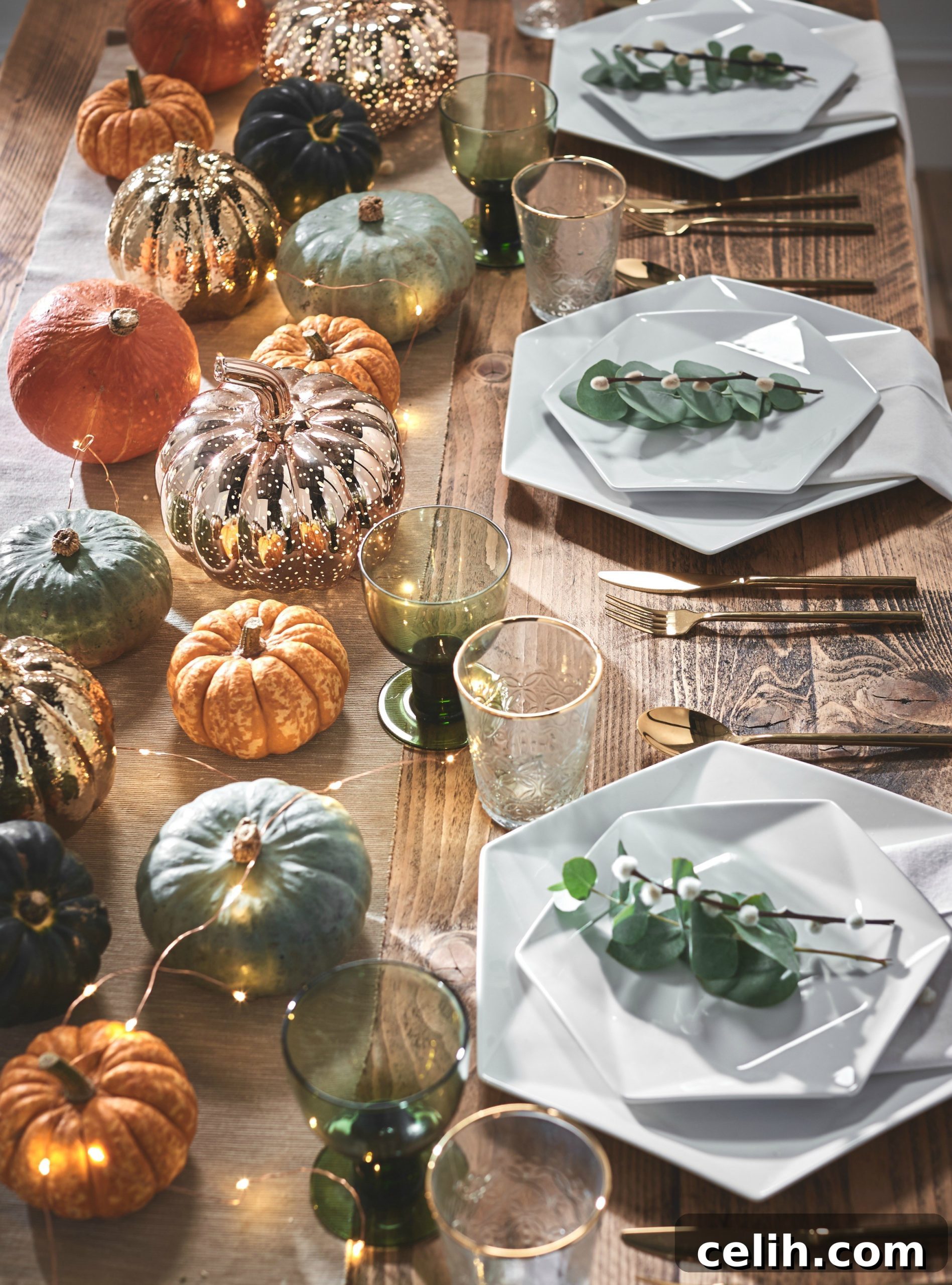 Cute pumpkin lights perfect for an autumn themed tablescape