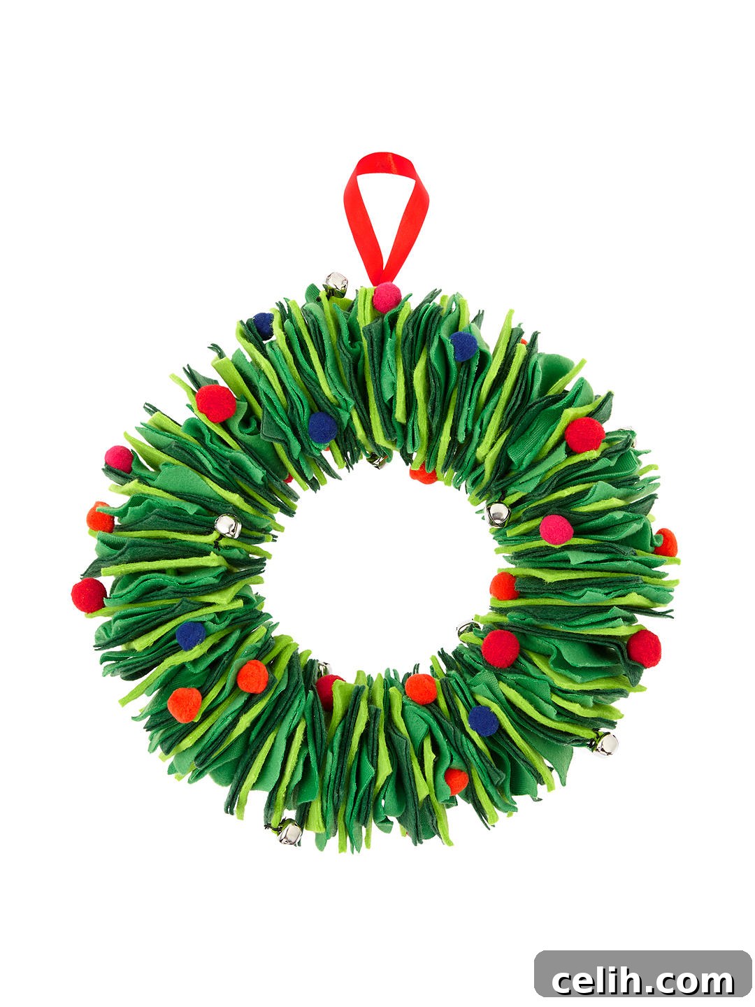 Deck the Halls with Amazing Christmas Wreath Hanging Ideas 3 Vibrant rainbow felt layered wreath, a cheerful and bright contemporary Christmas decoration ideal for adding seasonal color and cheer to modern homes.