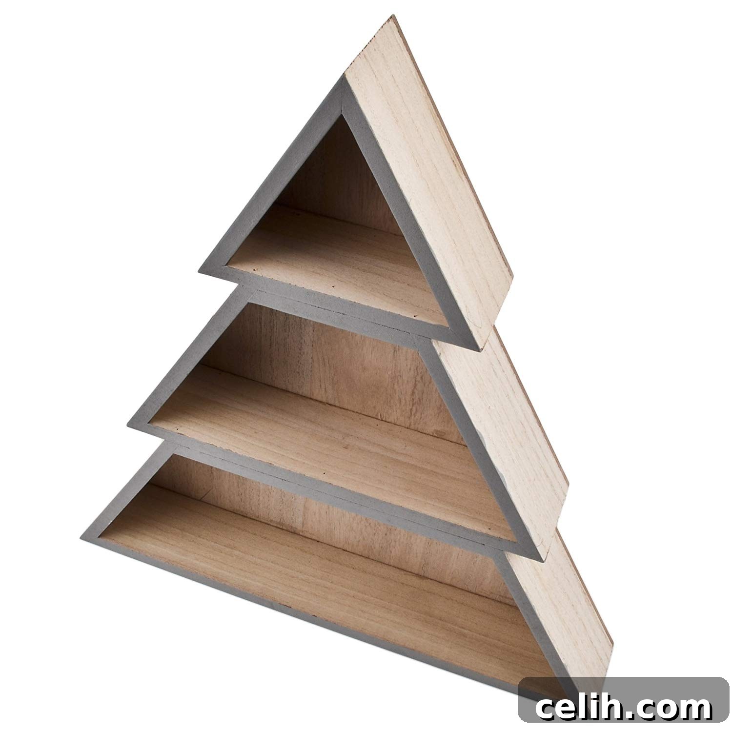 Love this Christmas tree shelf idea for displaying small Christmas decorations on